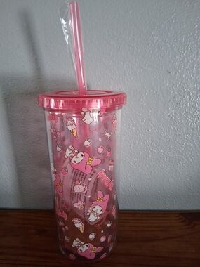 Sanrio My Melody Pink Sweets Double-Wall Tumbler with Straw